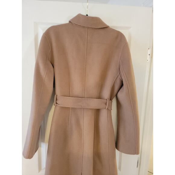 MANGO Coat Womens SZ M Camel Brown WOOL Blend Belted Handmade Overcoat Trench - Picture 10 of 13